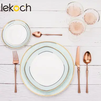 LEKOCH Rose Gold Cutlery Set Tableware Stainless Steel Dinner Dining Kitchen Dinnerware Set Fork Spoon Knife Portable Products
LEKOCH Rose Gold Cutlery Set Tableware Stainless Steel Dinner Dining Kitchen Dinnerware Set Fork Spoon Knife Portable Products