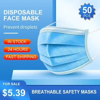 50PCS Disposable Face Mask Adaptable Nose Bar 3-Layer Protective Face Mask Soft Breathable Non-woven Fabric Earloop Mouth Mask
50PCS Disposable Face Mask Adaptable Nose Bar 3-Layer Protective Face Mask Soft Breathable Non-woven Fabric Earloop Mouth Mask