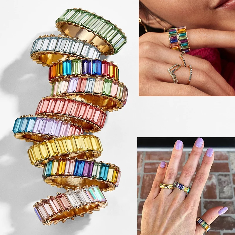 Thin Baguette T Ring Engagement Handmade Rainbow Trapezoid Stone Rings For Women Fashion Finger Accessories Anel Wedding Band
Thin Baguette T Ring Engagement Handmade Rainbow Trapezoid Stone Rings For Women Fashion Finger Accessories Anel Wedding Band