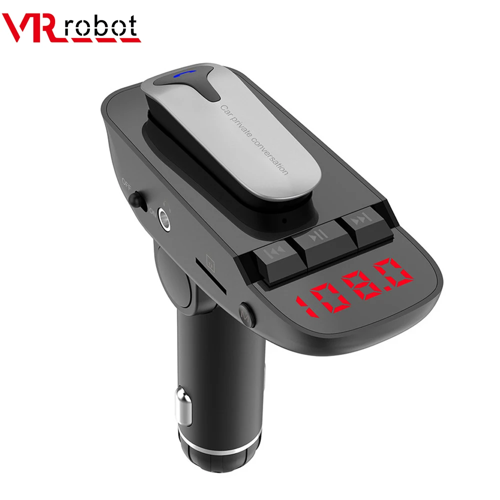 

VR robot Bluetooth 4.2 FM Transmitter Modulator Wireless In-ear Earphone Handsfree Car Kit 5V 3.1A USB Charger Audio MP3 Player