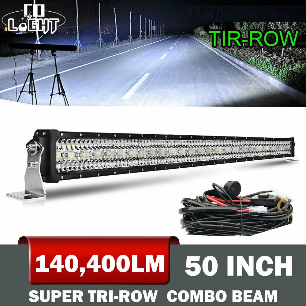 Curved 288W 50inch LED Light Bar Flood Spot Combo Offroad Truck Roof Driving 52"