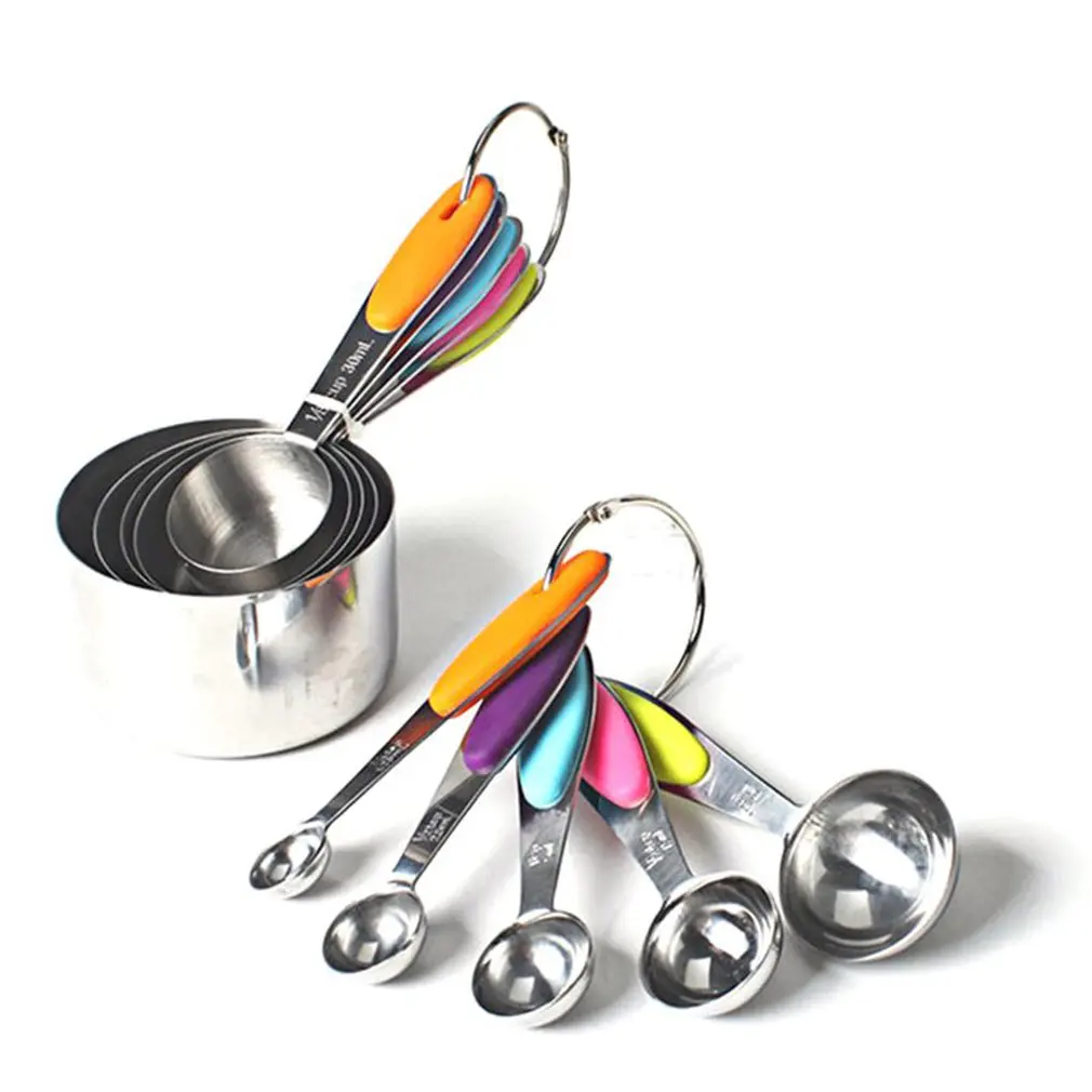 10-Pcs Stainless Steel Measuring Cup Measuring Spoon Measuring Spoon Set With Silicone Insulation Pad Baking Tool
10-Pcs Stainless Steel Measuring Cup Measuring Spoon Measuring Spoon Set With Silicone Insulation Pad Baking Tool