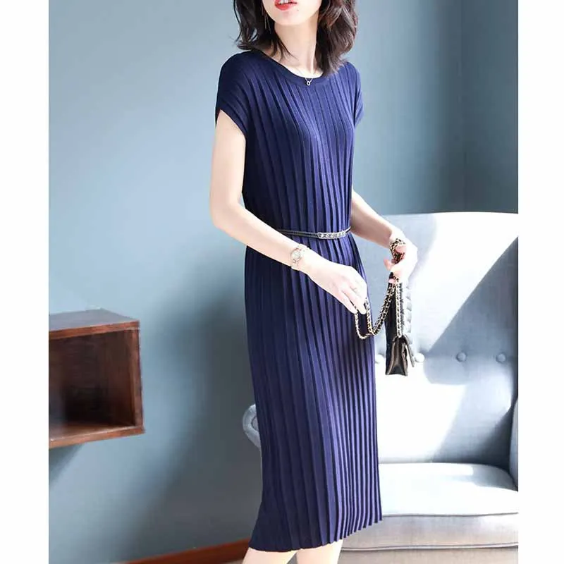 Crew Neck Short Sleeve Mid-length Jersey Dress Spring Clothing 2019-Women's Slim Fit Slimming Versatile Skirt-
Crew Neck Short Sleeve Mid-length Jersey Dress Spring Clothing 2019-Women's Slim Fit Slimming Versatile Skirt-