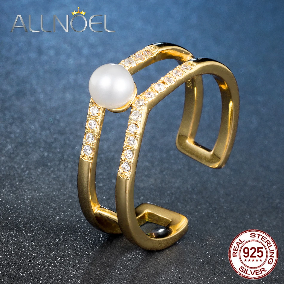 ALLNOEL Adjustable 925 Sterling Silver Ring Freshwater Pearl Gold-Color Rings Zircon Fine Jewelry Female Silver 925 Jewelry
ALLNOEL Adjustable 925 Sterling Silver Ring Freshwater Pearl Gold-Color Rings Zircon Fine Jewelry Female Silver 925 Jewelry