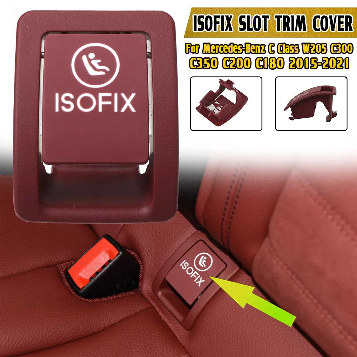 black】 Car Rear ISOFIX Switch Seat Cover For For Benz C Class