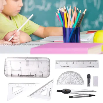Compasses Set Geometry Drawing Tool with Protractor Divider Ruler Pencil Lead Eraser
Compasses Set Geometry Drawing Tool with Protractor Divider Ruler Pencil Lead Eraser