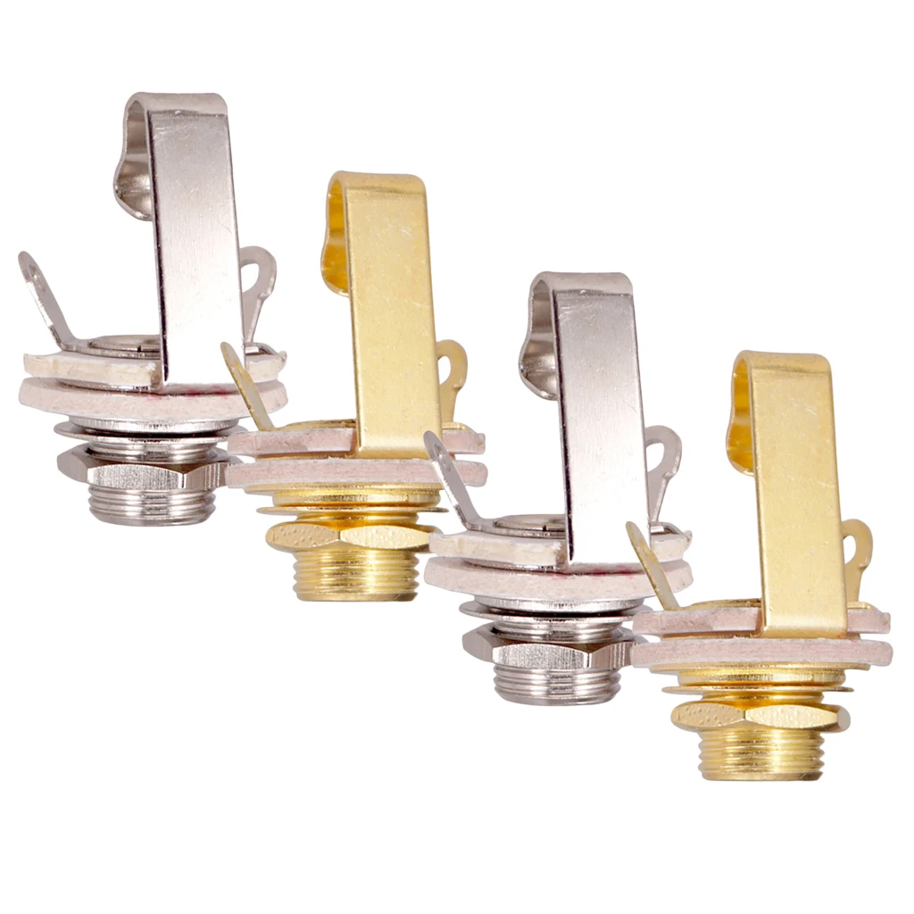 2Pcs Brass 1/4'' Jack Mono Plug Socket for Electric Guitar Bass Instrument Accs 2Pcs Brass 1/4'' Jack Mono Plug Socket for Electric Guitar Bass Instrument Accs