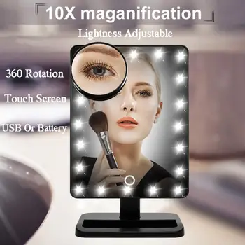20 LED Lights Touch Screen Makeup Mirror 1X 10X Magnifying Vanity Mirrors Lightness Adjustable 360 Rotation USB Or Batteries Use 
20 LED Lights Touch Screen Makeup Mirror 1X 10X Magnifying Vanity Mirrors Lightness Adjustable 360 Rotation USB Or Batteries Use