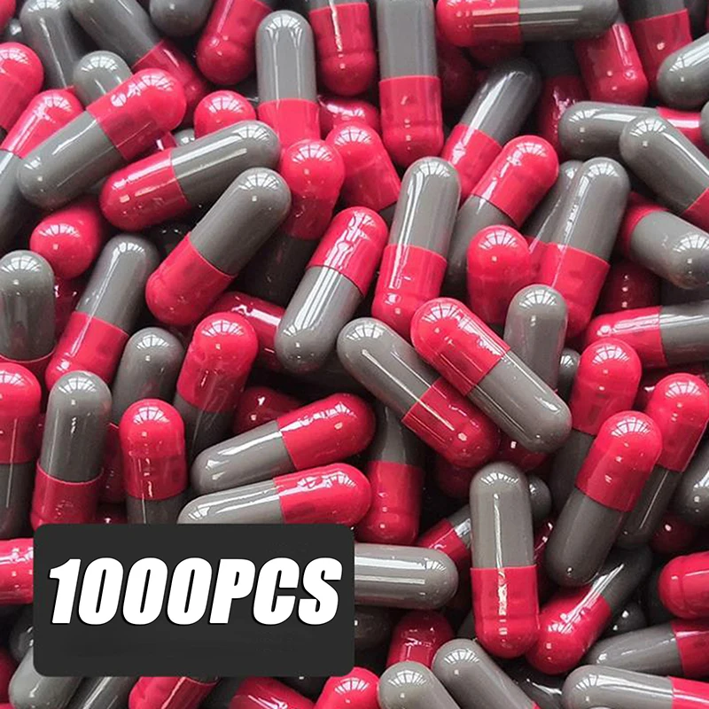 1000 шт. 4 # красно-серые цветные твердые желатиновые пустые капсулы Медицинские |