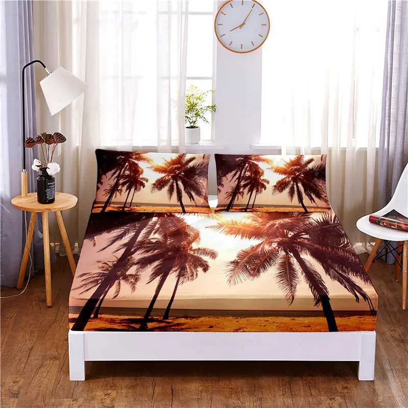 Coconut Tree Digital Printed 3pc Polyester Fitted Sheet Mattress Cover Four Corners with Elastic Band Bed Sheet Pillowcases
Coconut Tree Digital Printed 3pc Polyester Fitted Sheet Mattress Cover Four Corners with Elastic Band Bed Sheet Pillowcases