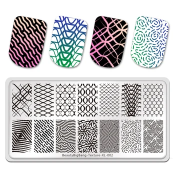 

Beautybigbang Nail Stamping Plates Texture abstract line technology Theme Image 12*6cm Template Mold Nail Art Stencil BB2