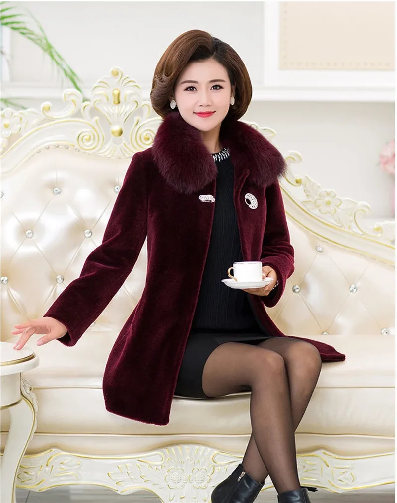 Manteau d'hiver en fourrure de vison pour femme, manteau Long avec col en fourrure de renard, pour mère d'âge moyen, 4XLA, nouvelle collection 2020 Manteau d'hiver en fourrure de vison pour femme, manteau Long avec col en fourrure de renard, pour mère d'âge moyen, 4XLA, nouvelle collection 2020