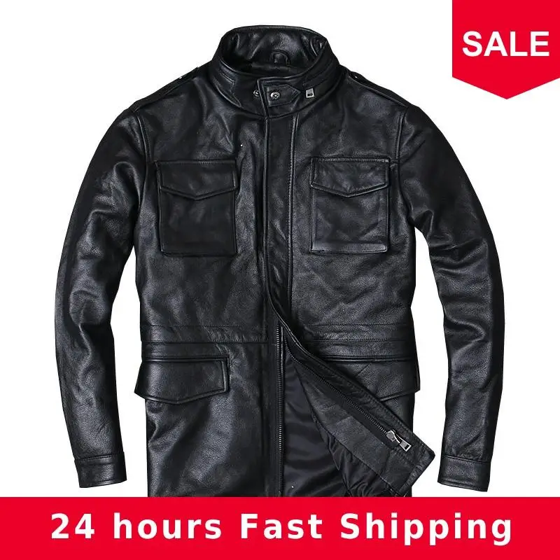 2020 Black Men Stand Colar M65 Leather Jacket Large Size 5XL Genuine Cowhide Russian Style Safari Leather Coat
2020 Black Men Stand Colar M65 Leather Jacket Large Size 5XL Genuine Cowhide Russian Style Safari Leather Coat
