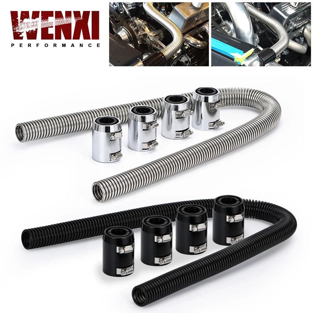 

Universal 48" Stainless Steel Radiator Flexible Coolant Water Hose Kit W/ Cap Clamp 1.25" 1.5" 1.75" WX-SXG01