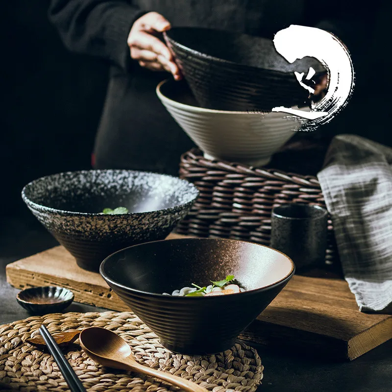 

Набор японской креативной посуды, коммерческая Бамбуковая Шляпа, керамическая чаша, домашняя большая миска для рамен, риса, лапши, супа, Салатница