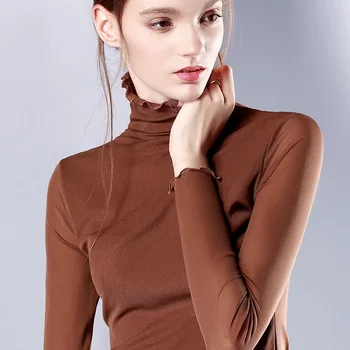 Ladies Solid Color Turtleneck Chiffon Long Sleeve Solid Color T-shirt gray
Ladies Solid Color Turtleneck Chiffon Long Sleeve Solid Color T-shirt gray