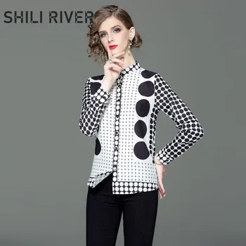 New spring autumn fall tops for women long sleeve blouse casual slim girl elegant retro print polka dot black white O neck shirt
New spring autumn fall tops for women long sleeve blouse casual slim girl elegant retro print polka dot black white O neck shirt