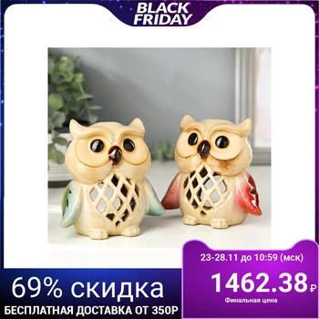 Ceramic candlestick "Owls with a net" set of 2 pcs 11x11x7.5 cm 5078241
Ceramic candlestick "Owls with a net" set of 2 pcs 11x11x7.5 cm 5078241