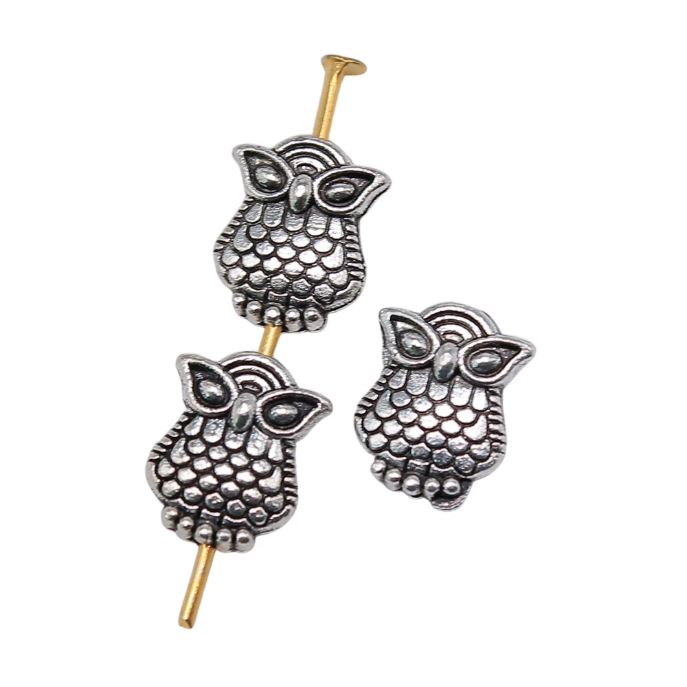 

Wholesale 300pcs/bag Jewelry Findings Handmade DIY Craft Owl Small Hole Beads Antique Silver Color Charms Wholesale 8x10mm