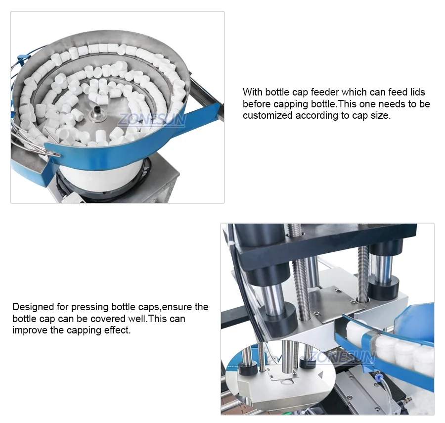 ZONESUN ZS-FAL180AP Automatic Peanut Ejuice Bottle Filling Capping For Glass Bottle Cream Assembly Machine Vibrator