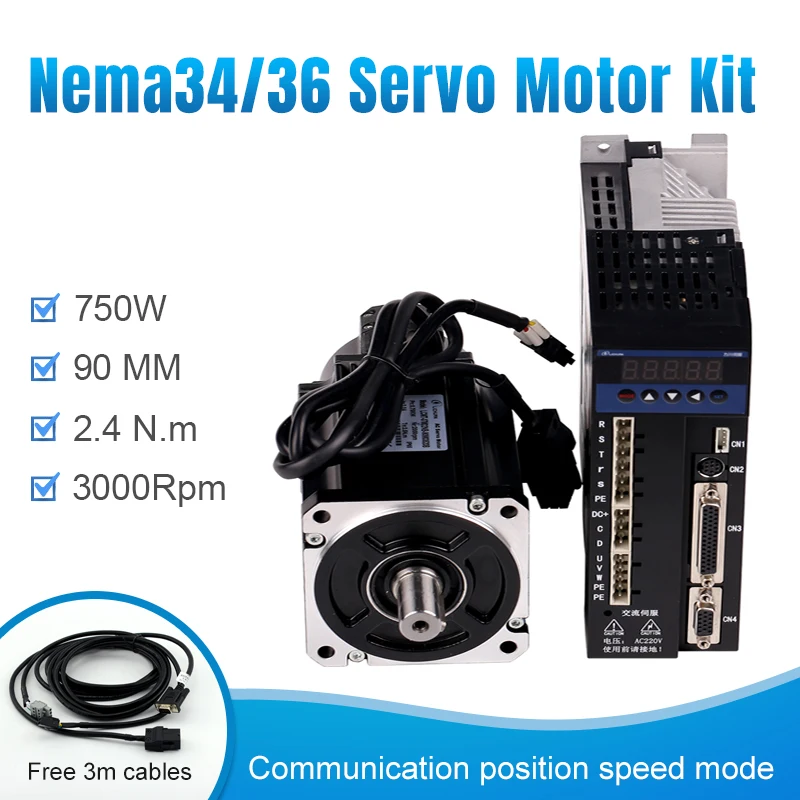 Lichuan 750W 3A AC 750W Servo Motor 3000RPM 2.4 N.M. 0.75KW Single Phase 90ST M02430 AC Servo driver + Servo Motor Driver
Lichuan 750W 3A AC 750W Servo Motor 3000RPM 2.4 N.M. 0.75KW Single Phase 90ST M02430 AC Servo driver + Servo Motor Driver