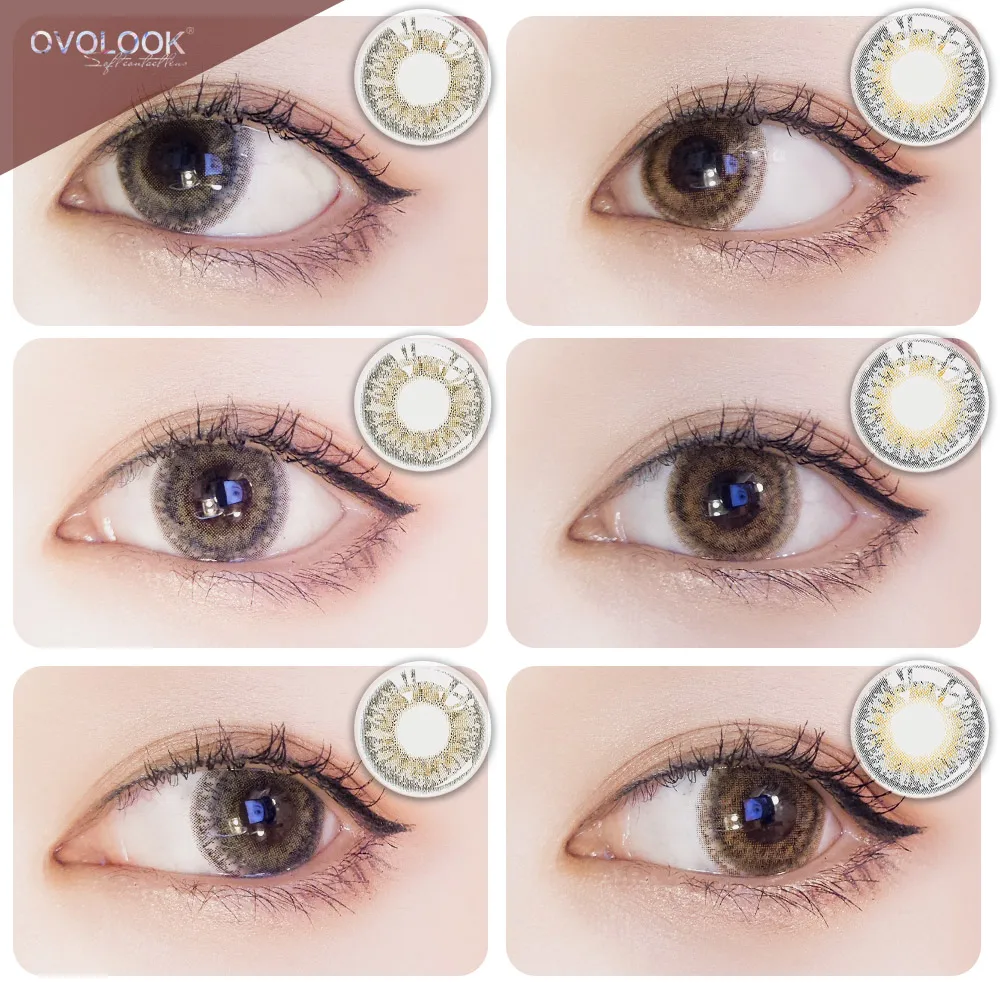 

OVOLOOK-2pcs/pair Lenses 2 Tone Series Contact Lenses Colored Lenses for Eyes Yearly Use Eye Contacts (DIA:14.5mm,for Myopia)