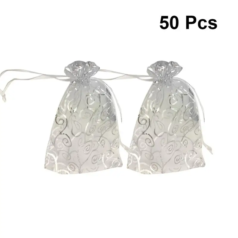 gift bags mini silver jewelry pouches wrap organza drawstring