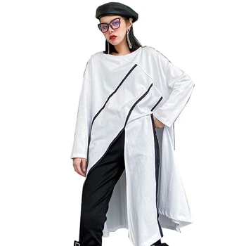 QING MO Black White Women Fork T Shirt 2020 Women Personality T Shirt Female Streetwear Loose T Shirt ZQY3050
QING MO Black White Women Fork T Shirt 2020 Women Personality T Shirt Female Streetwear Loose T Shirt ZQY3050