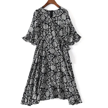 New Pure Silk Dress Summer High Quality Elegant Loose Printed Dresses Black Discount Broken Size
New Pure Silk Dress Summer High Quality Elegant Loose Printed Dresses Black Discount Broken Size