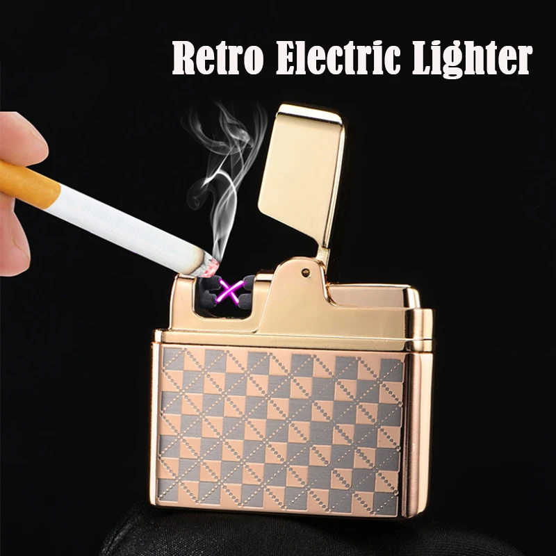 

Electric USB Plasma Lighter Zinc Alloy Retro Rechargeable Windproof Arc Reusable Candle Lighters Men Gift Dropship Suppliers