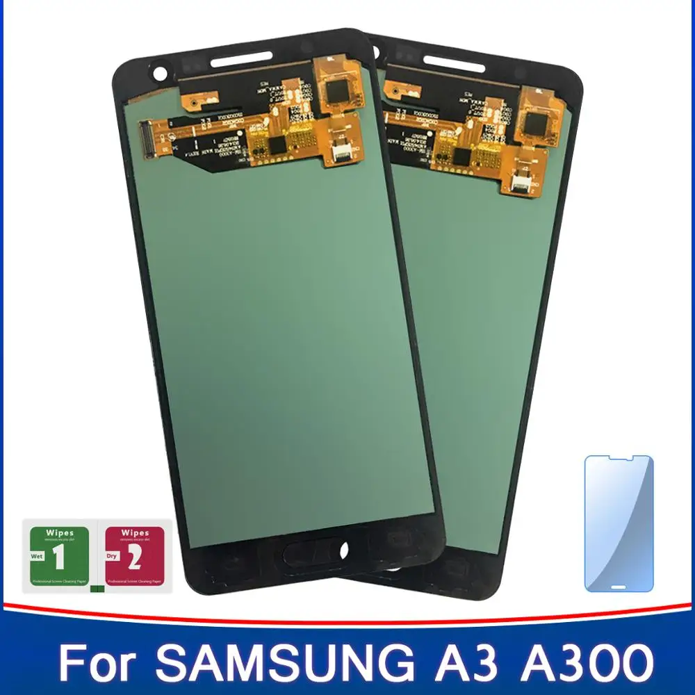 2PCS A3 Adjustable Brightness Display For Samsung Galaxy A3 2015 A300 A3000 LCD Touch Screen Digitizer Super AMOLED Replacement