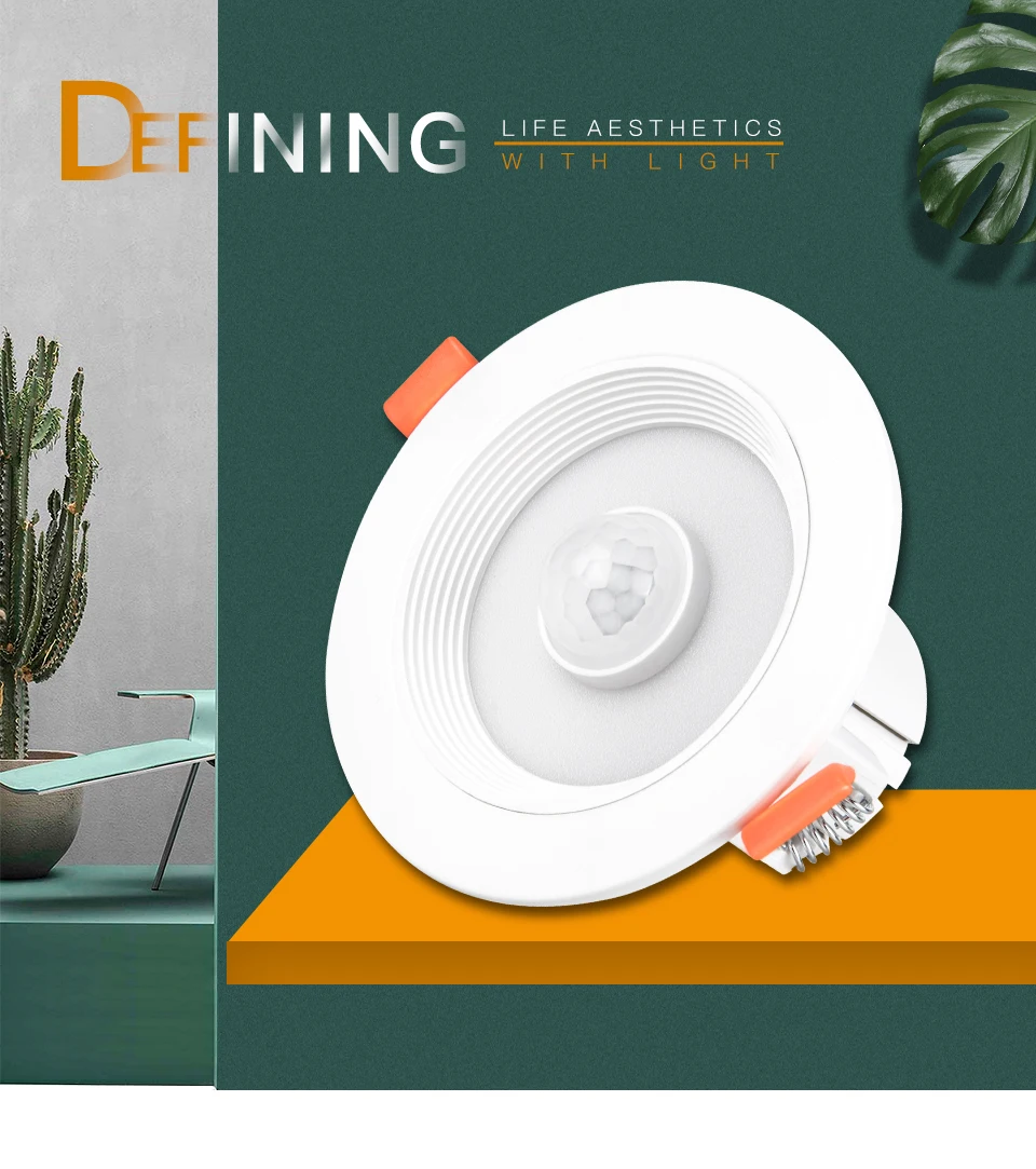 PIR Motion Sensor LED Downlights Recessed 5W 10W 15W 20W 85-265V LED Auto Lamp Smart LED Downlight Corridor Indoor Lighting