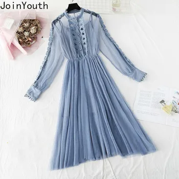 Joinyouth Women Mesh Dress Two Pieces Sets Lace Patchwork Long Sleeve O-neck Dresses + Sling Bottom Vestidos Korean Suits 59384
Joinyouth Women Mesh Dress Two Pieces Sets Lace Patchwork Long Sleeve O-neck Dresses + Sling Bottom Vestidos Korean Suits 59384