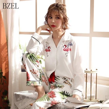 BZEL Pajamas Sets Long Sleeve Pijama Mujer 2PCS Cartoon Flamingo Sleepwear Turn-down Collar Pyjamas Women Femme Plus Size M-3XL
BZEL Pajamas Sets Long Sleeve Pijama Mujer 2PCS Cartoon Flamingo Sleepwear Turn-down Collar Pyjamas Women Femme Plus Size M-3XL