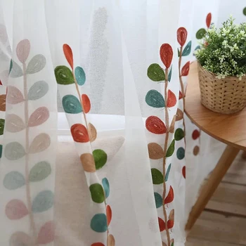 Multicolored leaves full of beautiful string grass window gauze fresh modern simple Korean custom-made curtain embroidered yarn
Multicolored leaves full of beautiful string grass window gauze fresh modern simple Korean custom-made curtain embroidered yarn