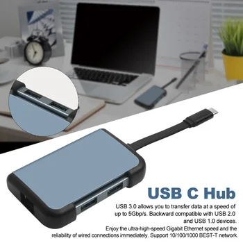 5 In 1 Multiport Adapter Gigabit Ethernet Laptops Metal Home Office USB C Hub Multifunctional Portable Compact For MacBook
5 In 1 Multiport Adapter Gigabit Ethernet Laptops Metal Home Office USB C Hub Multifunctional Portable Compact For MacBook