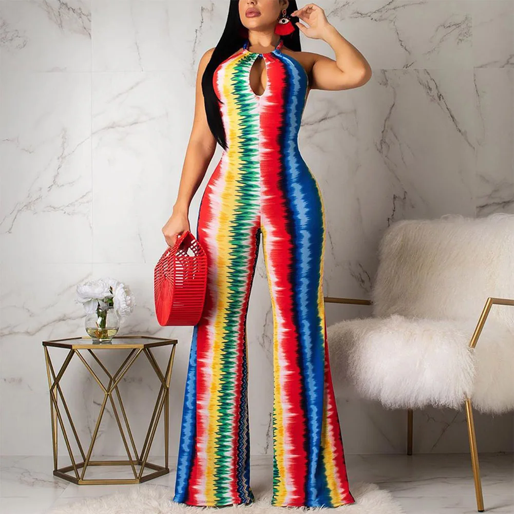 Fadzeco Women Stripe Print Jumpsuit Sexy Halter Neck Backless High Waist Wide Leg Long Pants Jumpsuits Romper Clubwear
Fadzeco Women Stripe Print Jumpsuit Sexy Halter Neck Backless High Waist Wide Leg Long Pants Jumpsuits Romper Clubwear