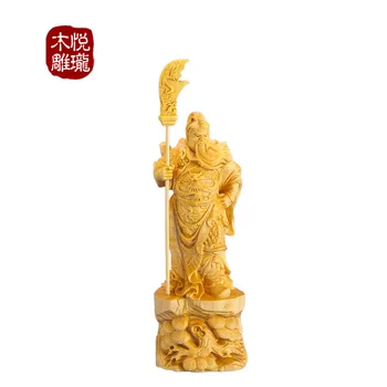 

Wood carving Chinese ancient general Guan Gong Guan Yu, wood crafts gift Home desktop decoration office ornaments (A1115)