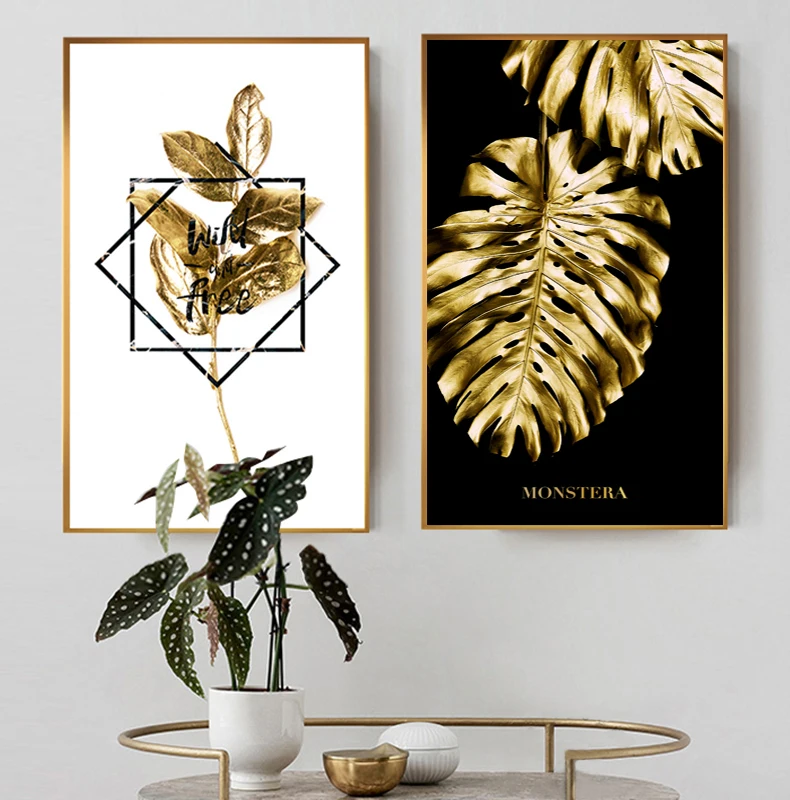 Black and Golden Plant Canvas Painting Large Leaf Poster Print Wall Art For Living Room Aisle Unique Modern Decoration
Black and Golden Plant Canvas Painting Large Leaf Poster Print Wall Art For Living Room Aisle Unique Modern Decoration
