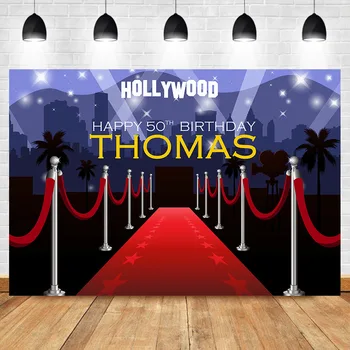 Neoback Hollywood Backdrop Customizable with Old Name Red Carpet Happy Birthday Photography Background 
Neoback Hollywood Backdrop Customizable with Old Name Red Carpet Happy Birthday Photography Background