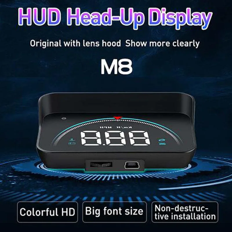 M8 car HUD head-up display OBD2 II EUOBD overspeed warning system projector windshield automatic electronic voltage alarm
M8 car HUD head-up display OBD2 II EUOBD overspeed warning system projector windshield automatic electronic voltage alarm
