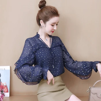 COIGARSAM Polka Dot blouse women Full Sleeve Chiffon blusas womens tops and blouses 252
COIGARSAM Polka Dot blouse women Full Sleeve Chiffon blusas womens tops and blouses 252