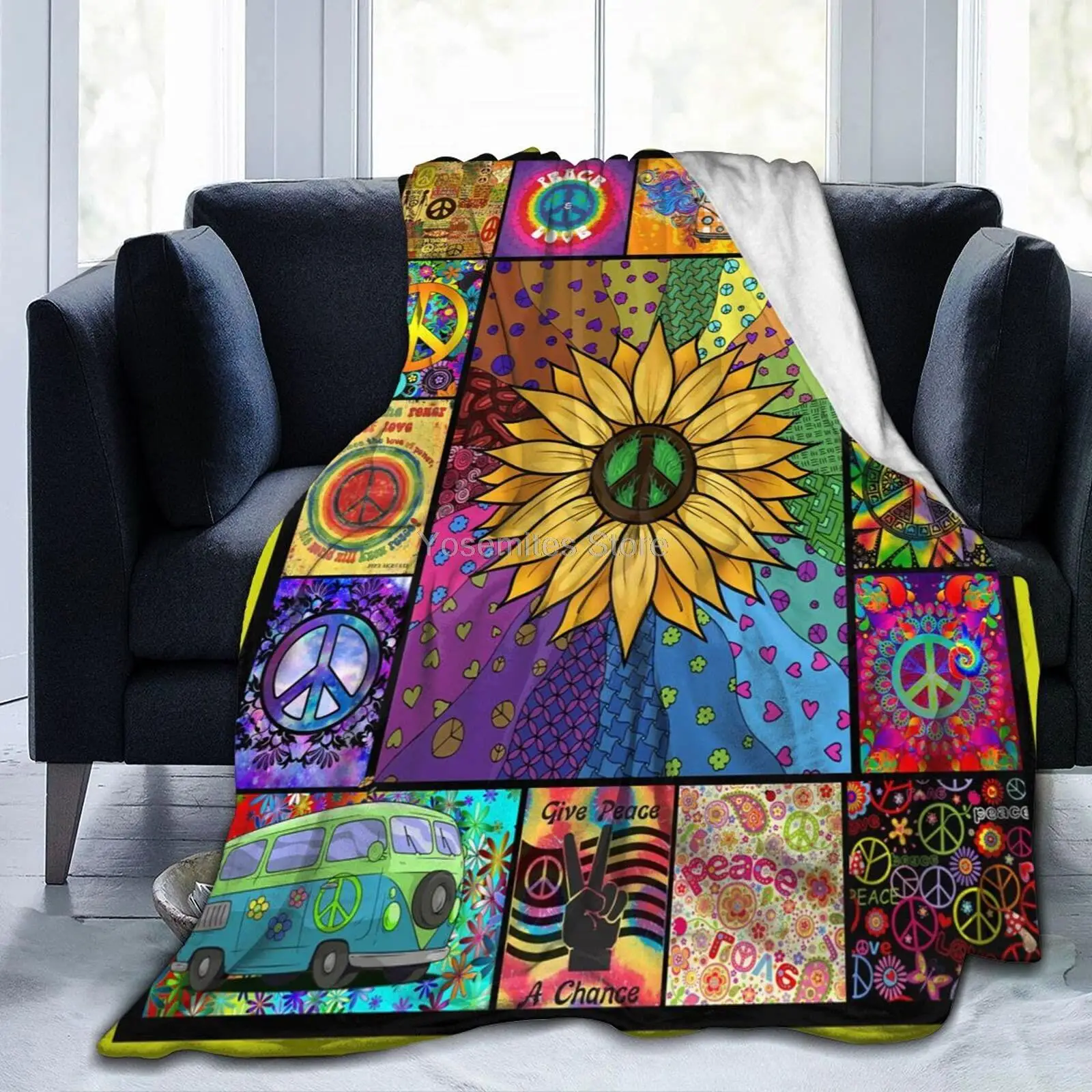 Peace Sign Sunflowers Flannel Fleece Blanket for Couch Bed Sofa Ultra Soft Cozy Warm Plush Microfiber Blankets
Peace Sign Sunflowers Flannel Fleece Blanket for Couch Bed Sofa Ultra Soft Cozy Warm Plush Microfiber Blankets