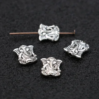 

JAKONGO Antique Silver Plated Elephant Loose Spacer Beads for Jewelry Making Bracelet DIY Findings 10mm 20pcs/lot