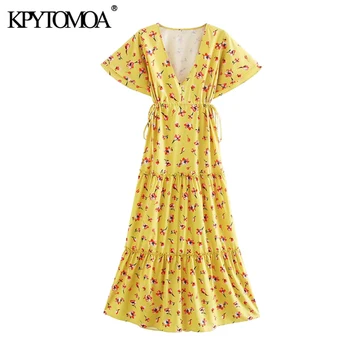 KPYTOMOA Women 2020 Chic Fashion Floral Print Ruffled Maxi Dress Vintage Short Sleeve Drawstring Tied Female Dresses Vestidos
KPYTOMOA Women 2020 Chic Fashion Floral Print Ruffled Maxi Dress Vintage Short Sleeve Drawstring Tied Female Dresses Vestidos