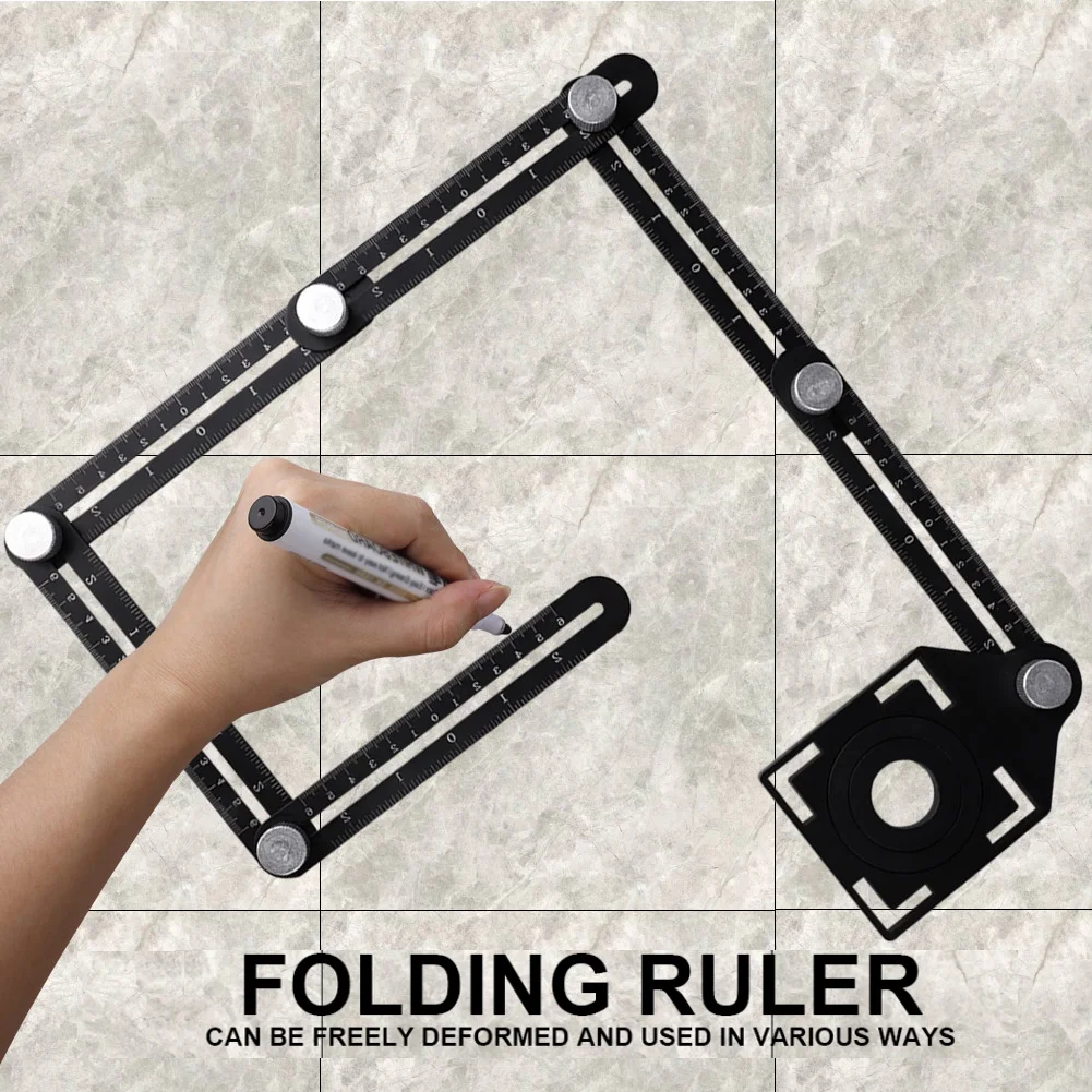 6 Folding Multi Angle Measuring Ruler Ceramic Tile Hole Positioning Ruler Metal Template Hole Punch Accessories with Drill Guide
6 Folding Multi Angle Measuring Ruler Ceramic Tile Hole Positioning Ruler Metal Template Hole Punch Accessories with Drill Guide