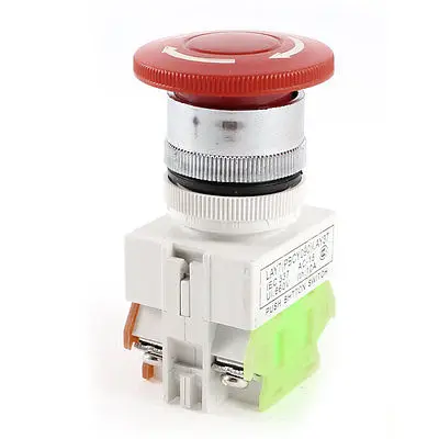 660V 10A Panel Mounting 1NC+1NO Red Mushroomhead Emergency Botton Switch