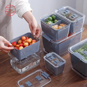 Kitchen Plastic Storage Box Fresh-Keeping Box Refrigerator Fruit Vegetable Drain Crisper Kitchen Storage Containers With Lid
Kitchen Plastic Storage Box Fresh-Keeping Box Refrigerator Fruit Vegetable Drain Crisper Kitchen Storage Containers With Lid