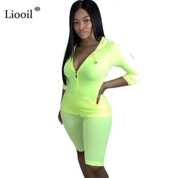 Liooil Neon Two Piece Tight Set Sexy Hooded Zip Up Tops And Shorts 2020 Long Sleeve Pockets Women Joggers Casual Tracksuits Sets
Liooil Neon Two Piece Tight Set Sexy Hooded Zip Up Tops And Shorts 2020 Long Sleeve Pockets Women Joggers Casual Tracksuits Sets