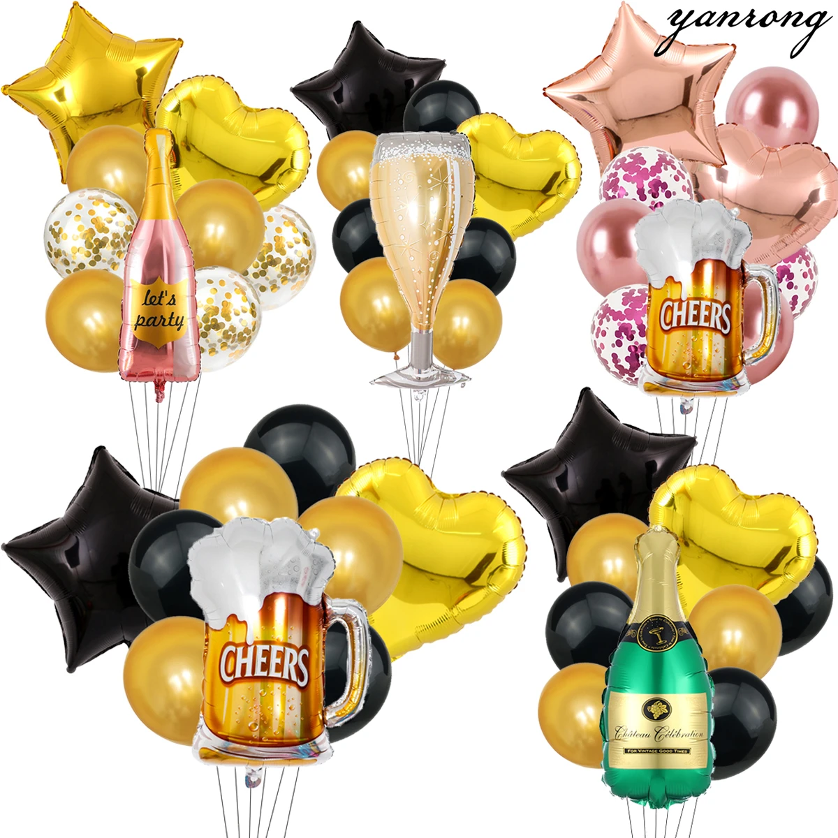 

Metallic 40inch Champagne Balloons Happy Birthday Black Gold Latex Party Decorations Beer Rosegold Babyshower aluminum foil Big